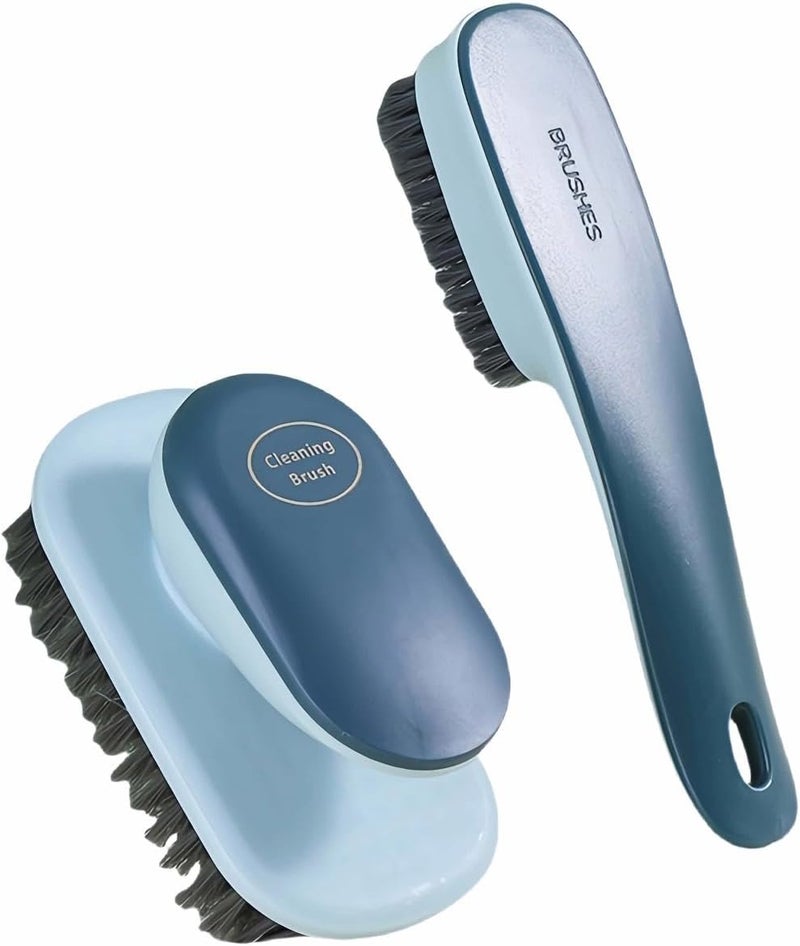 RyanDesign 2-Pack Ergonomic Shoe & Laundry Scrub Brush Set - Stiff Bristle Cleaning Brush for Shoes, Stains, Bathroom, Kitchen, Tile Grout - Non-Slip Grip with Hole for Hanging & Drying - Image 1